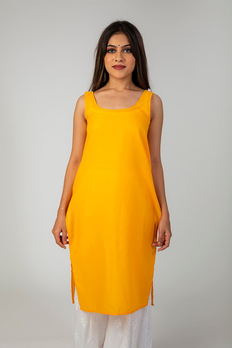 Chikan Dark Yellow Slips For Women