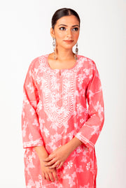 Soft Skin Friendly Pure Cotton Pink Printed Palazoo Set With White Cotton Thread.