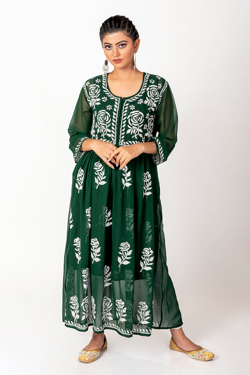 Buy Stylish Green Georgette Kurtas For Women Online In India At Discounted  Prices