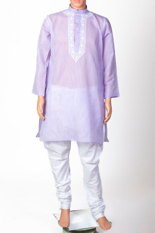 Nice Hand Chikankari Man Kurta Mauve Colour Lucknow Chikan Emporium