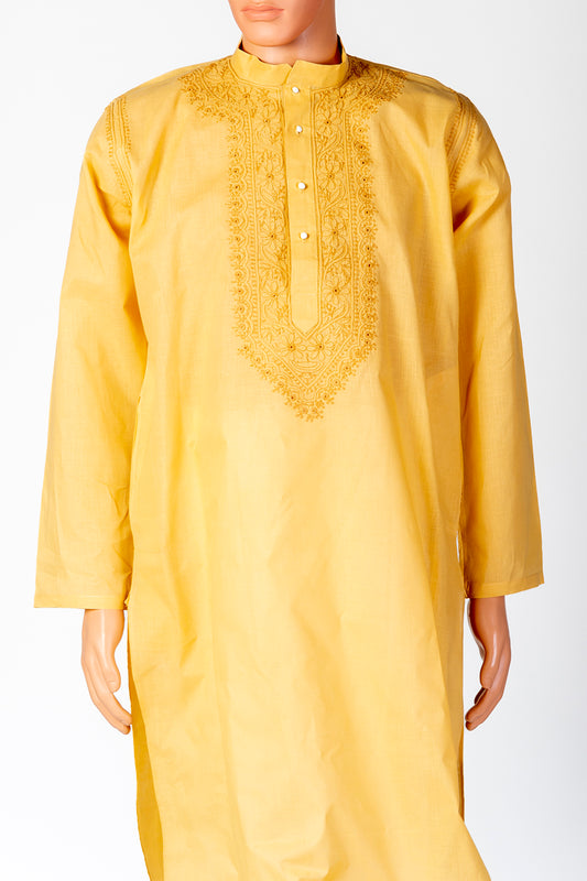 Nice Hand Chikankari Cotton Kurta Fawn Colour Lucknow Chikan Emporium.