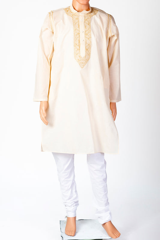 Nice Hand Chikankari Cotton Kurta Fawn Colour Lucknow Chikan Emporium.